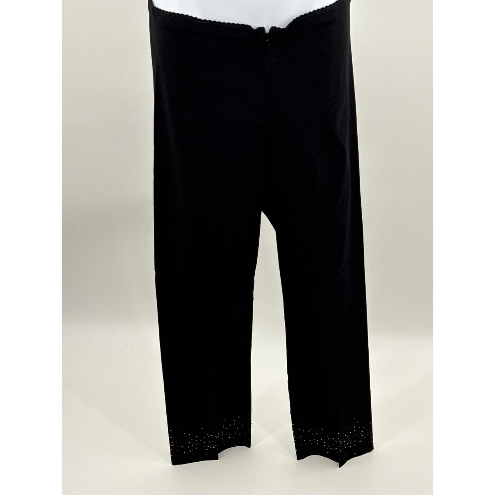 Mesmerize Womens Black Rhinestone Embellished Straight Leg Cropped Pants Size L